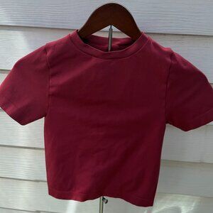 A new day Short Sleeve Crewneck Top in Raspberry Red